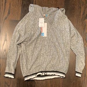 Grey soft hooded long sleeve shirt